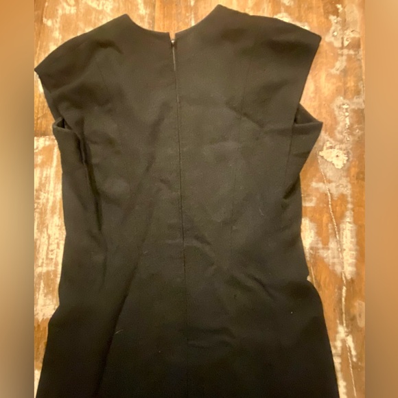 Rare Vintage 50s Pauline Trigère Wool crepe black couture LBD Cocktail dress M 8 - Picture 2 of 16